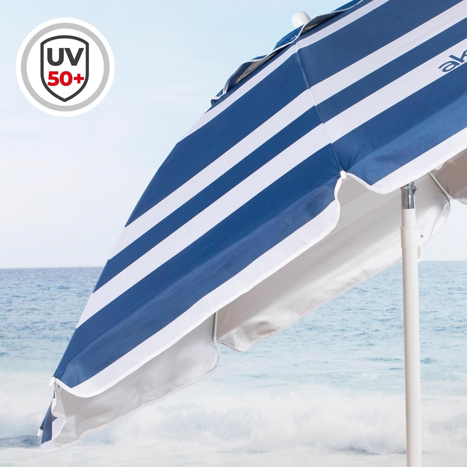 AKTIVE Sombrilla Playa Ø180 cm - Estilo Marinero con Protección UV50